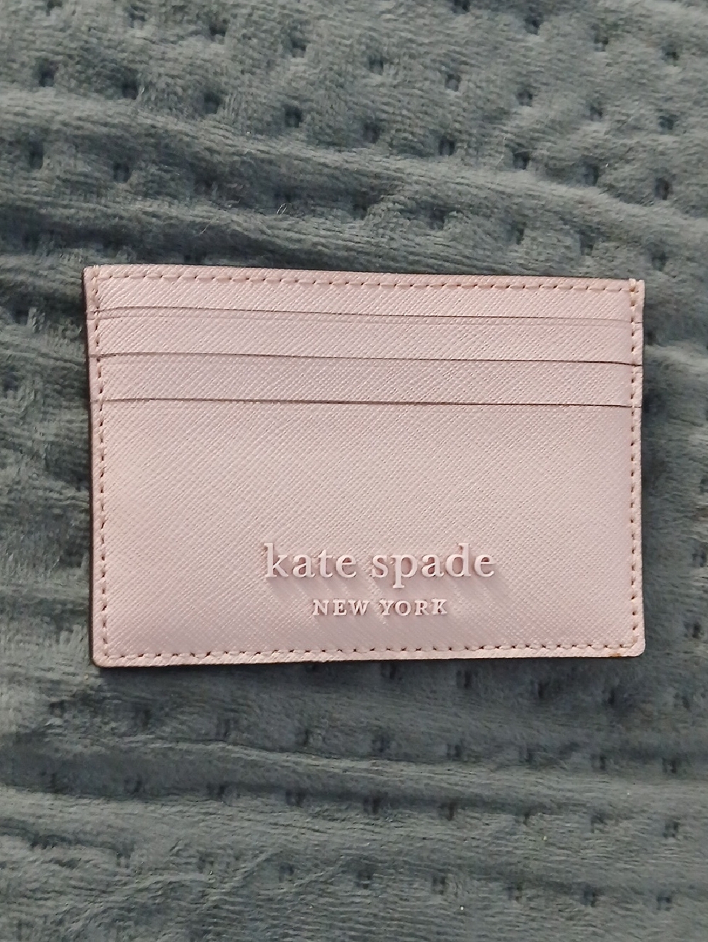 kate spade Pale Pink Saffiano Card Case with Logo